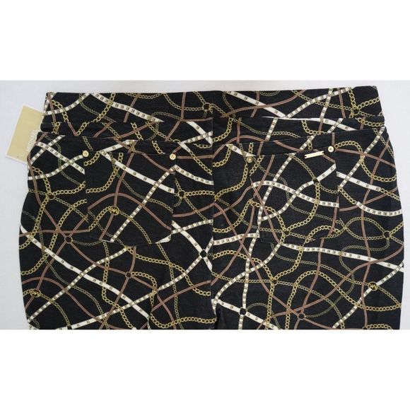 Michael Kors Women's Sz 3X Black/Bone Gold Chain Logo Print Stretch Leggings $78 - Picture 6 of 13